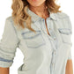 Camisa jeans feminina GUESS Riley azul tamanho pequeno
