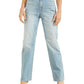 Calça jeans feminina GUESS Hollywood de cintura alta e perna reta, azul, tamanho 28x30