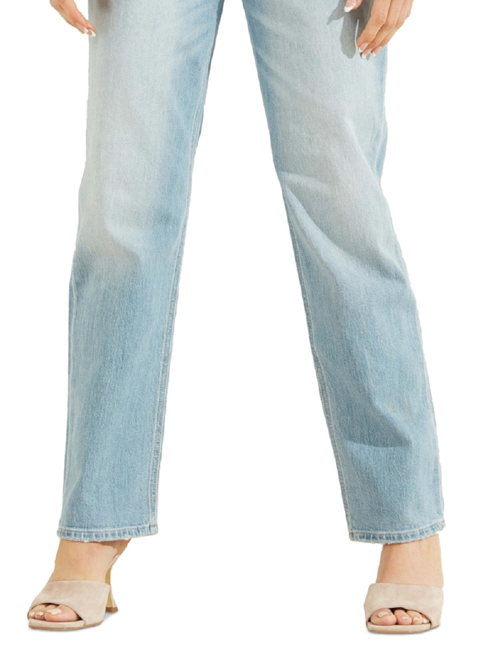 Calça jeans feminina GUESS Hollywood de cintura alta e perna reta, azul, tamanho 28x30