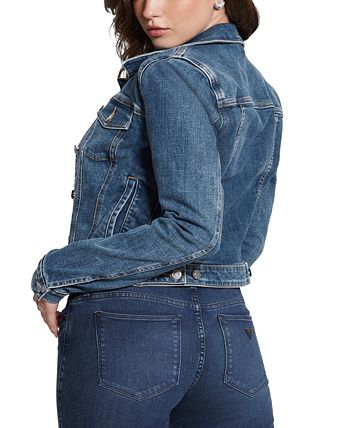 Jaqueta Trucker Jeans Sexy Feminina GUESS Azul Tamanho Grande