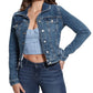 Jaqueta Trucker Jeans Sexy Feminina GUESS Azul Tamanho Grande