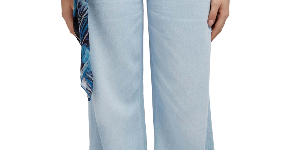 Calça jeans feminina GUESS super alta e larga, azul, tamanho 25x33