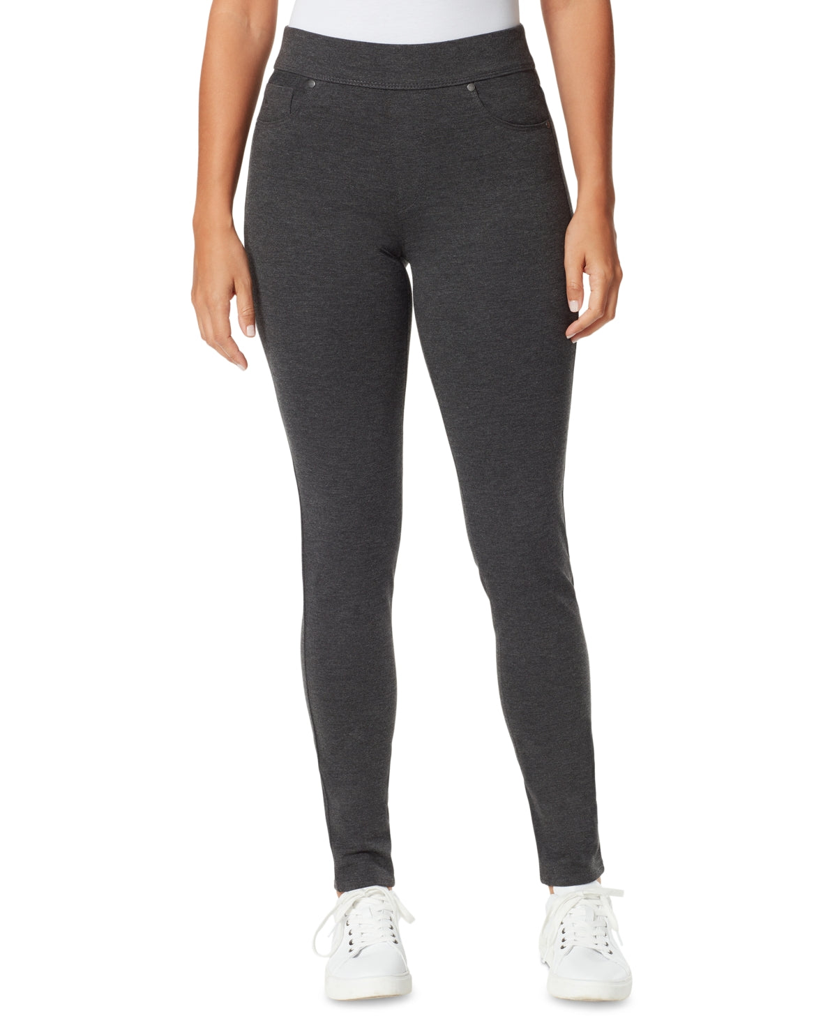 Leggings femininas Gloria Vanderbilt Ponte Pull On cinza tamanho 12