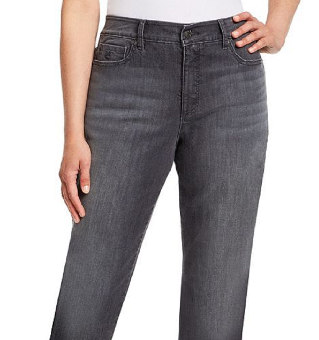 Calça jeans reta clássica Amanda feminina Gloria Vanderbilt, cinza, tamanho 8