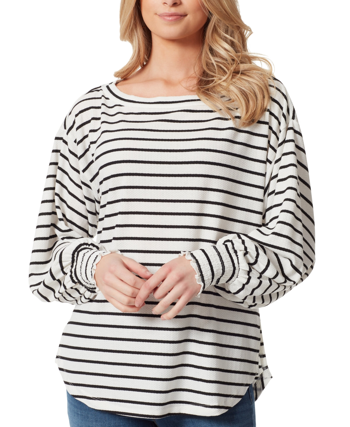 Blusa feminina Jessica Simpson Veera Solid com gola redonda, branca, tamanho extrapequeno