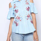 Entro - Button Down Cold Shoulder Embroidered