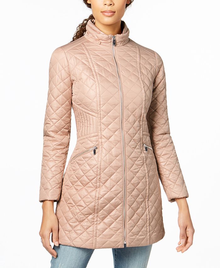 Casaco acolchoado com capuz feminino Via Spiga, rosa, tamanho X-S