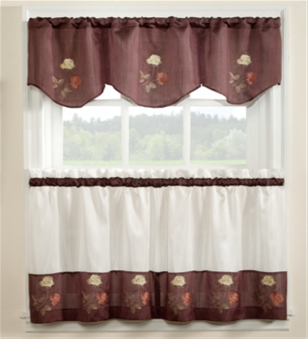 Cortinas de cozinha CHF &amp; You Rose, conjunto de 2 ou Valance Yellow, tamanho 36 polegadas