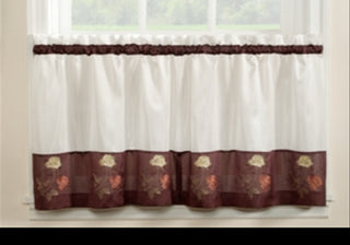 Cortinas de cozinha CHF &amp; You Rose, conjunto de 2 ou Valance Yellow, tamanho 36 polegadas