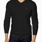 Suéter Tommy Hilfiger Signature Masculino com decote em V, preto, tamanho pequeno