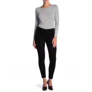 Vince - Calça de veludo cotelê com bolsos nas pernas e cintura alta, calça slim