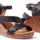 TOMS Clarissa Wedges Feminino Preto/Linho Metálico