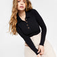 Body canelado estilo polo feminino Bar III, preto, tamanho grande