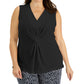 Camiseta regata feminina Alfani Twisted preta tamanho 2X