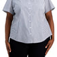 Camisa listrada feminina Karen Scott, azul, tamanho 3X