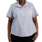 Camisa listrada feminina Karen Scott, azul, tamanho 3X