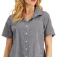 Camisa feminina Karen Scott xadrez preta tamanho pequeno grande