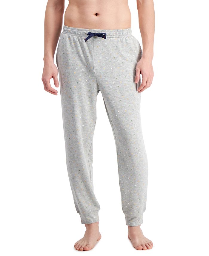 Calça de pijama leve masculina com estampa de bandeira náutica Club Room, cinza, tamanho extragrande