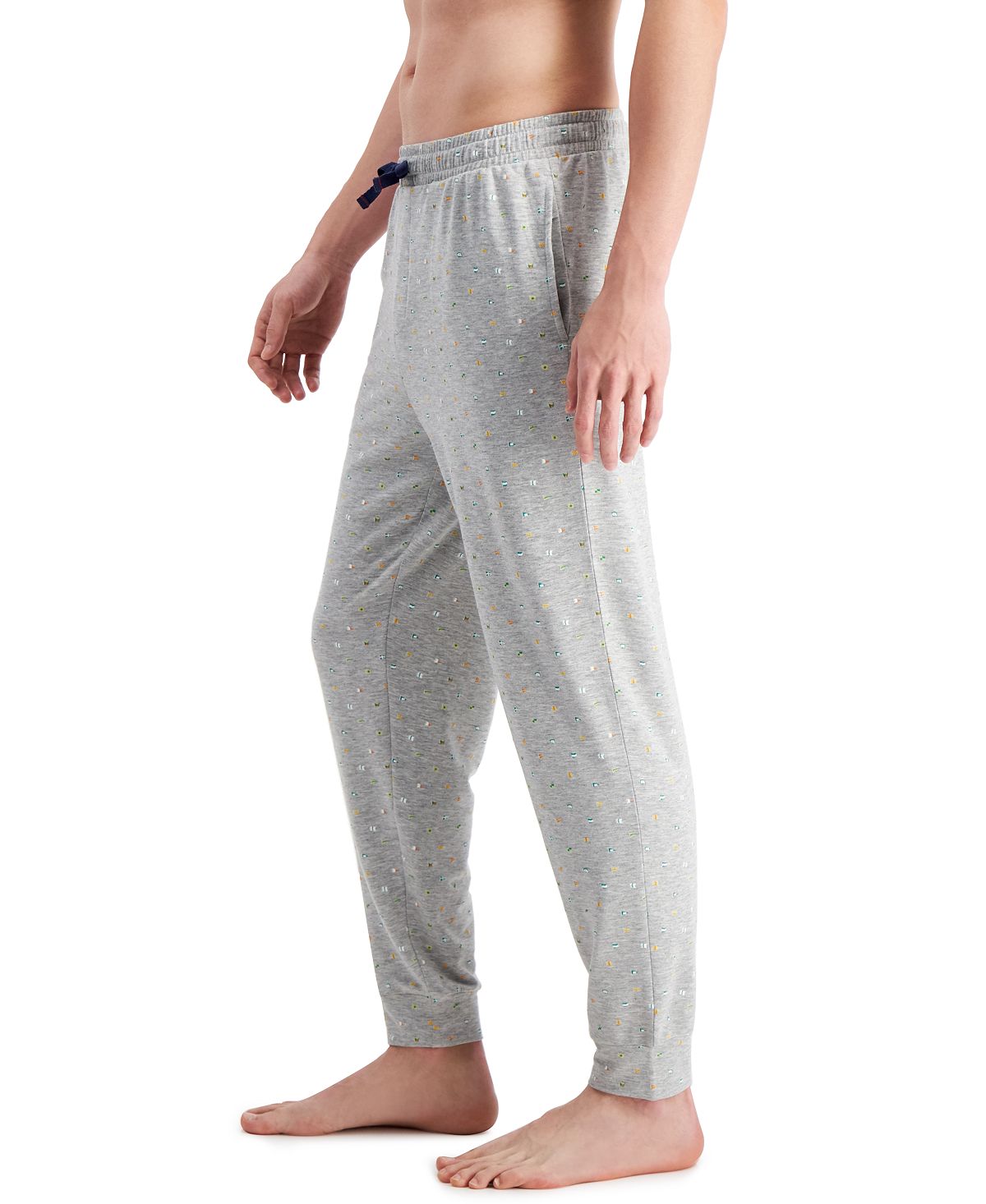 Calça de pijama leve masculina com estampa de bandeira náutica Club Room, cinza, tamanho extragrande