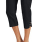 Calça Capri Feminina JM Collection com Barra Lattice, Preta, Tamanho X-G