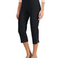 Calça Capri Feminina JM Collection com Barra Lattice, Preta, Tamanho X-G