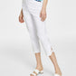 Calça Capri Feminina JM Collection com Barra Lattice e Tamanho Grande, Branca