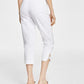 Calça Capri Feminina JM Collection com Barra Lattice e Tamanho Grande, Branca