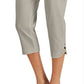 Calça Capri Feminina JM Collection com Barra Lattice Cinza Tamanho Grande