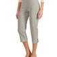 Calça Capri Feminina JM Collection com Barra Lattice Cinza Tamanho Grande