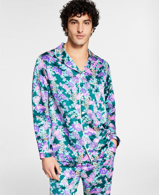 Pijama de cetim estampado masculino INC International Concepts, verde, tamanho XX-G