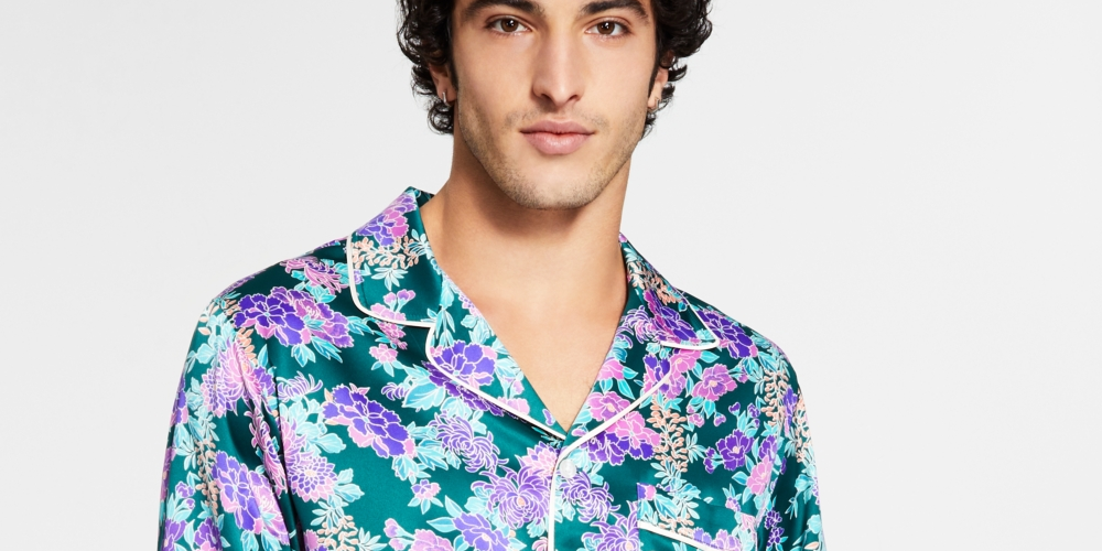 Pijama de cetim estampado masculino INC International Concepts, verde, tamanho XX-G