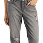Calça jeans feminina rasgada, de cintura média, com perna reta, da INC International Concepts, tamanho 2, cinza