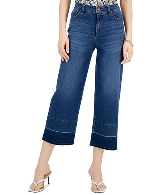 INC International Concepts Women's High Rise Cropped Wide Leg Jeans Blue Size 6