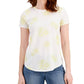 Camiseta feminina de algodão floral Style &amp; Co, branca, tamanho XX-G