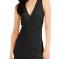 Vestido justo feminino franzido INC International Concepts, preto, tamanho X-S