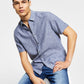 Camisa de linho masculina regular fit da INC International Concepts, azul, tamanho pequeno