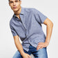 Camisa de linho masculina regular fit da INC International Concepts, azul, tamanho grande