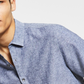 Camisa de linho masculina regular fit da INC International Concepts, azul, tamanho grande