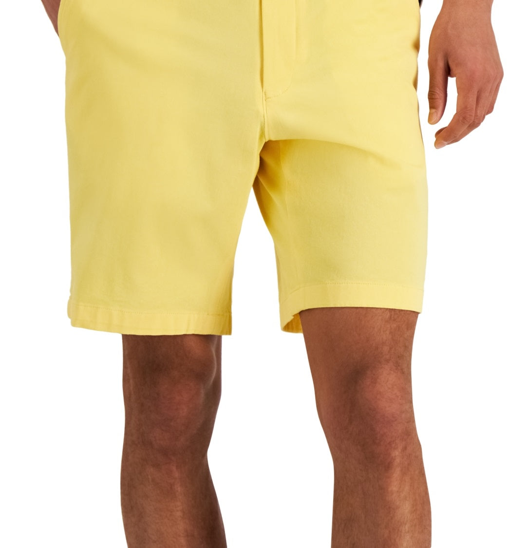 Club Room Shorts Masculino Regular Fit 9 4 Way Stretch Amarelo