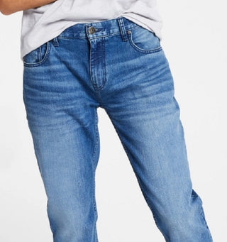 Calça jeans masculina slim fit, lavagem média, azul, tamanho 33x30 da INC International Concepts