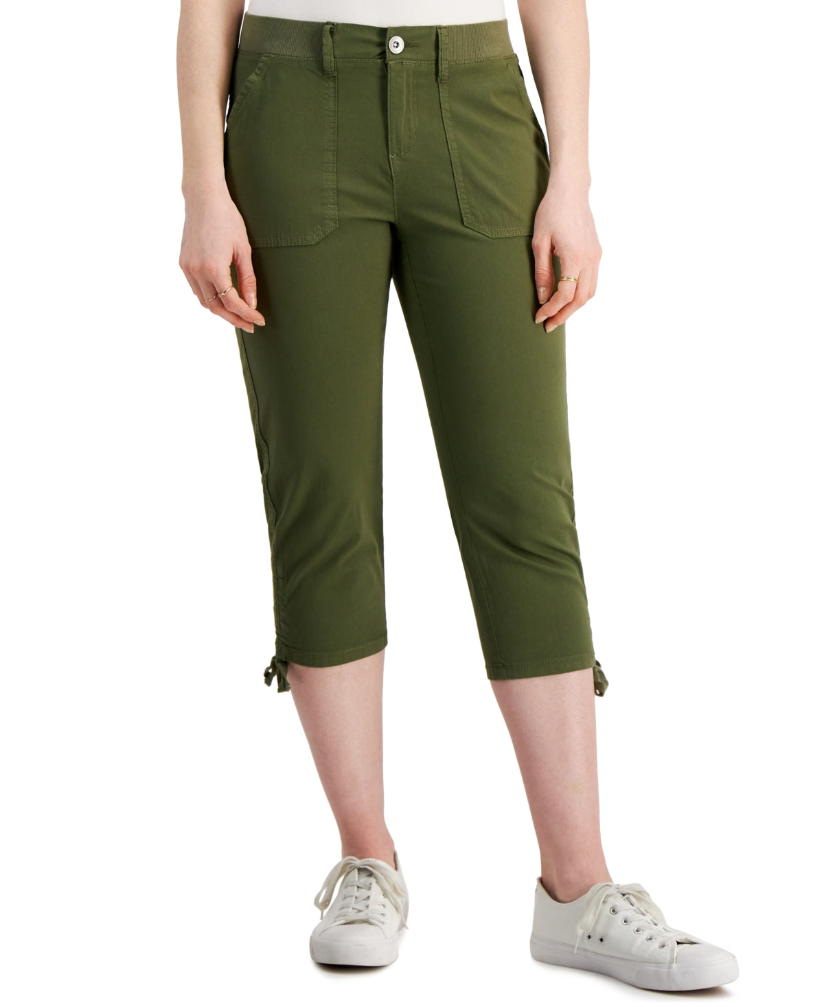 Calça Capri Feminina Estilo &amp; Co Amarrada Verde Tamanho 14