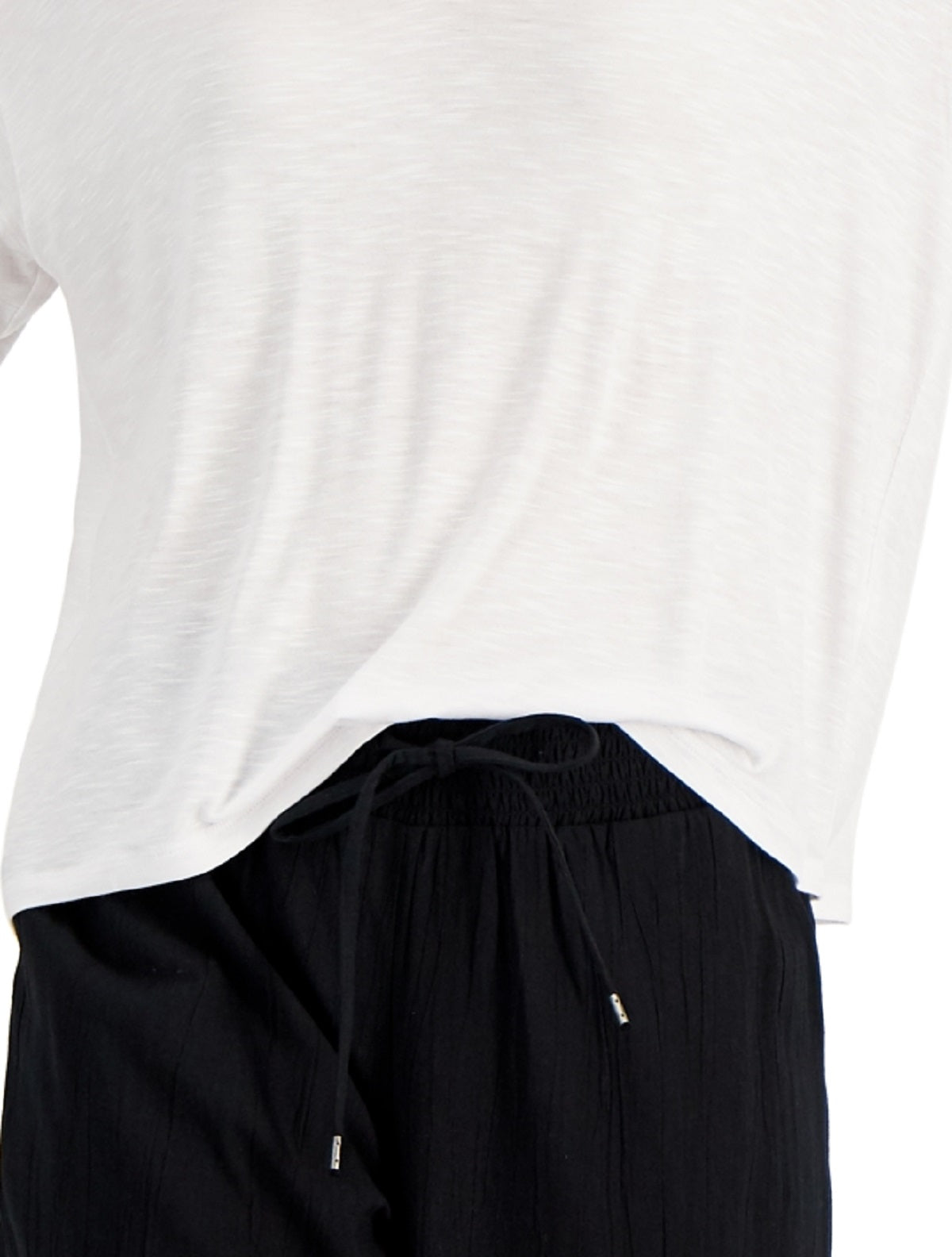 Camiseta feminina estilo &amp; co, gola V drapeada, branca, tamanho extrapequeno