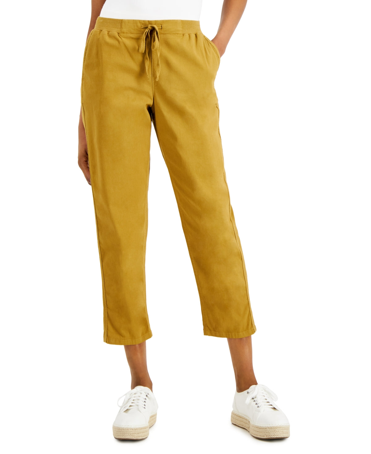 Calça feminina estilo &amp; co com punho no tornozelo, marrom, tamanho pequeno grande