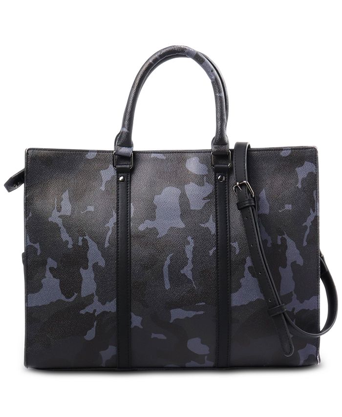 INC International Concepts Pasta Masculina Camuflagem em Couro Sintético Azul Tamanho Regular