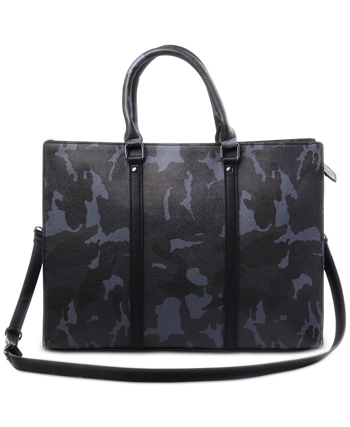 INC International Concepts Pasta Masculina Camuflagem em Couro Sintético Azul Tamanho Regular