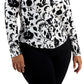 Blusa feminina com bolso e zíper da INC International Concepts, preta, tamanho 3X