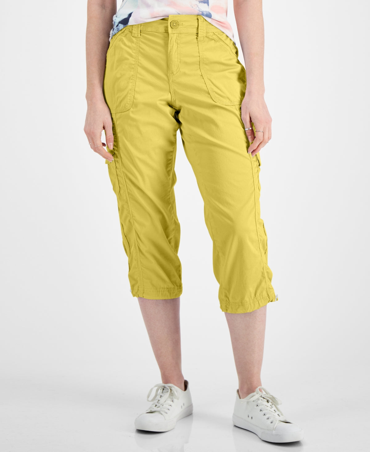 Calça Capri Cargo Feminina Style &amp; Co Amarela Tamanho 14