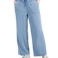Calça de moletom feminina estilo &amp; co, perna larga, azul, tamanho médio