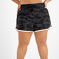 ID Ideology Shorts de corrida feminino Camp Print preto tamanho 2X