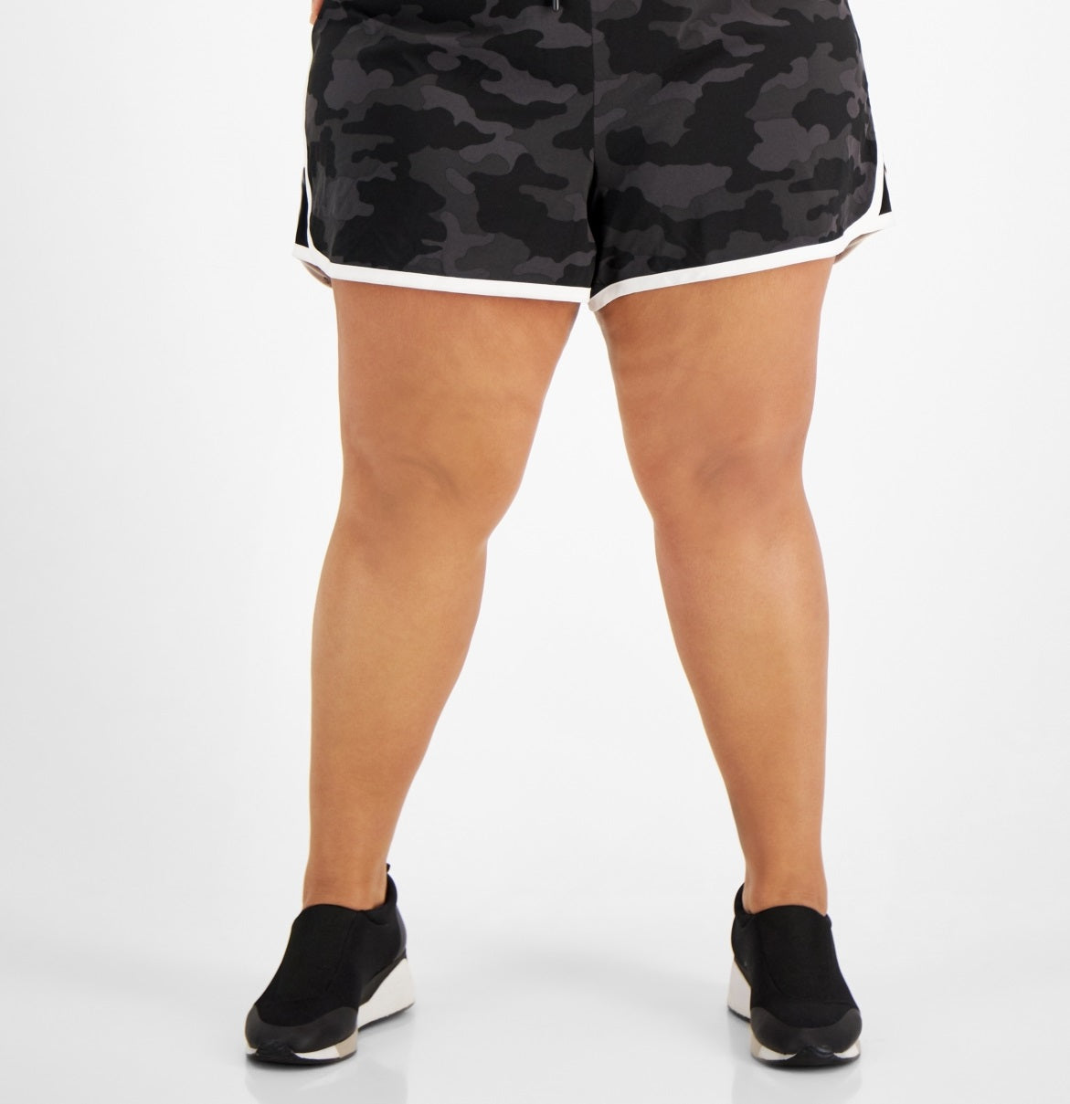 ID Ideology Shorts de corrida feminino Camp Print preto tamanho 2X